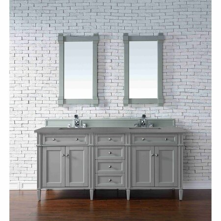 James Martin Vanities Brittany 72in Double Vanity, Urban Gray w/ 3 CM Grey Expo Quartz Top 650-V72-UGR-3GEX